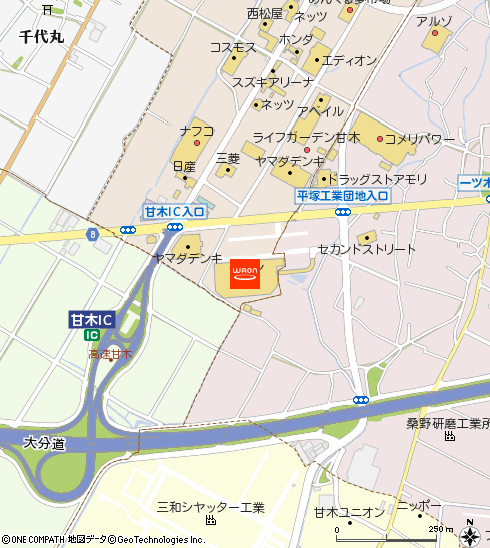 イオン甘木店付近の地図